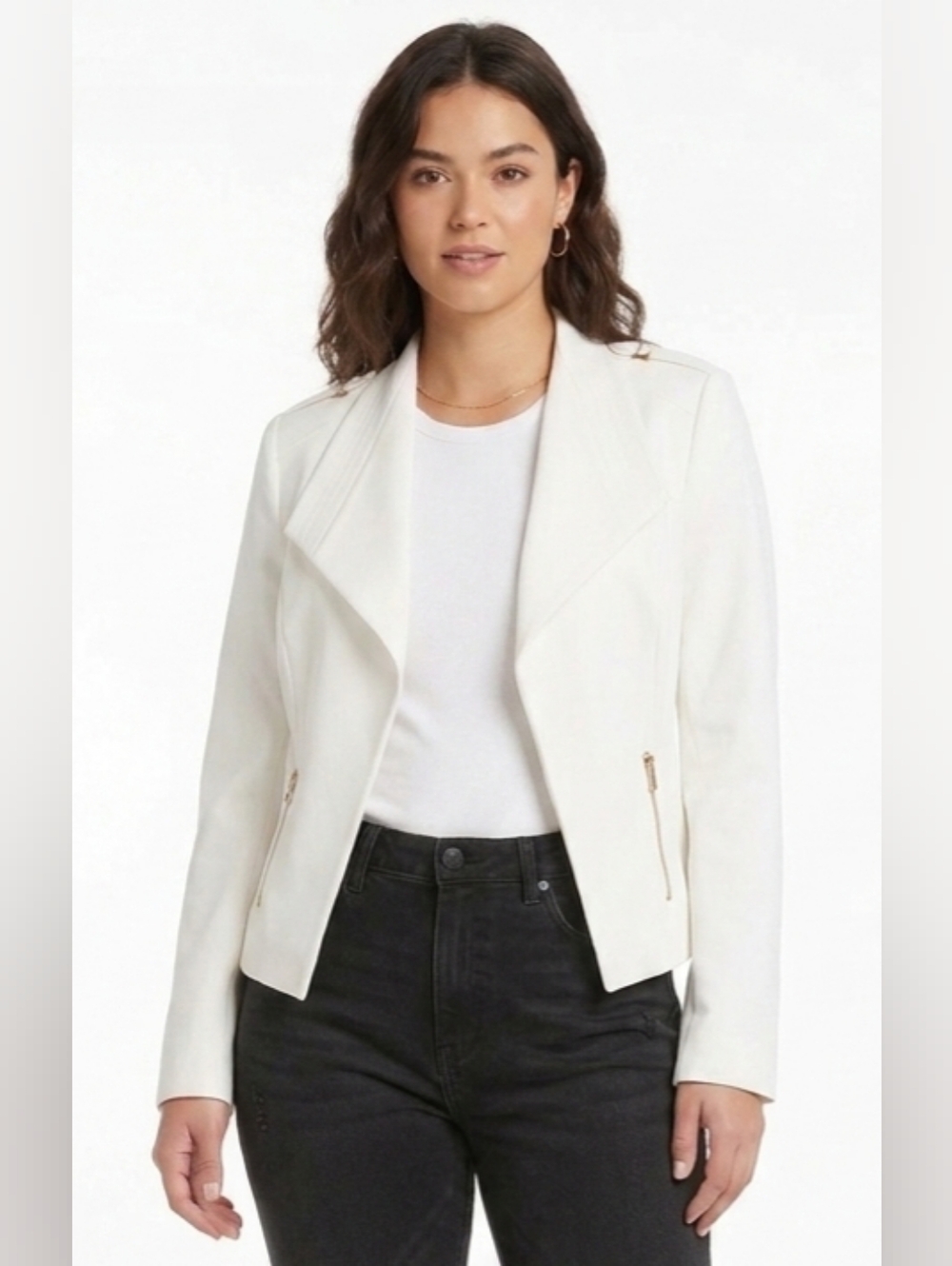 Calvin Klein Open-front "Flyaway" Light Cream Jacket Size 4